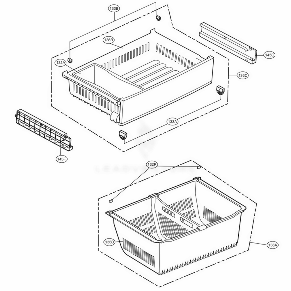 Freezer Parts Diagram and Parts List for 71033 ASTCSE0 LG Refrigerator
