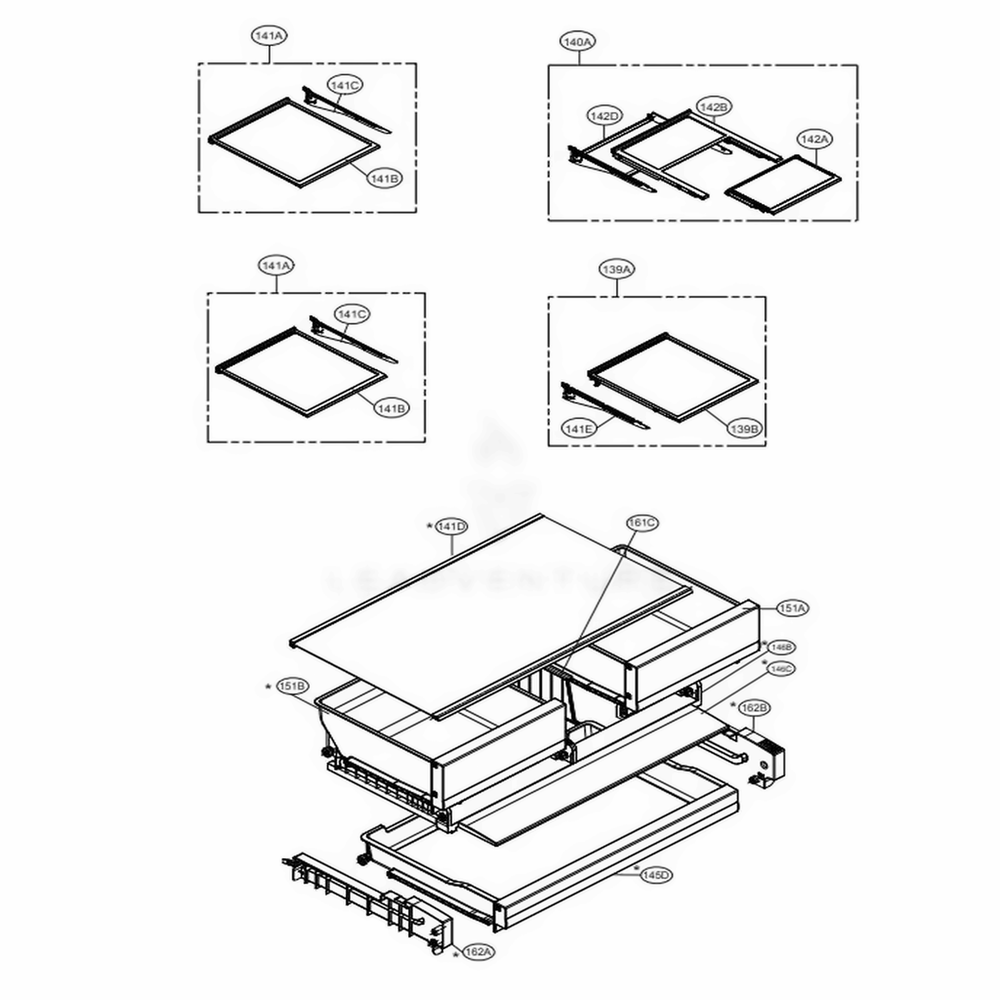 Refrigerator Parts Diagram and Parts List for LMXS28626D ASBCNA4 LG Refrigerator