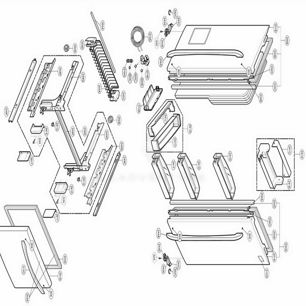 Door Parts Diagram and Parts List for 79763 AST1SEF LG Refrigerator
