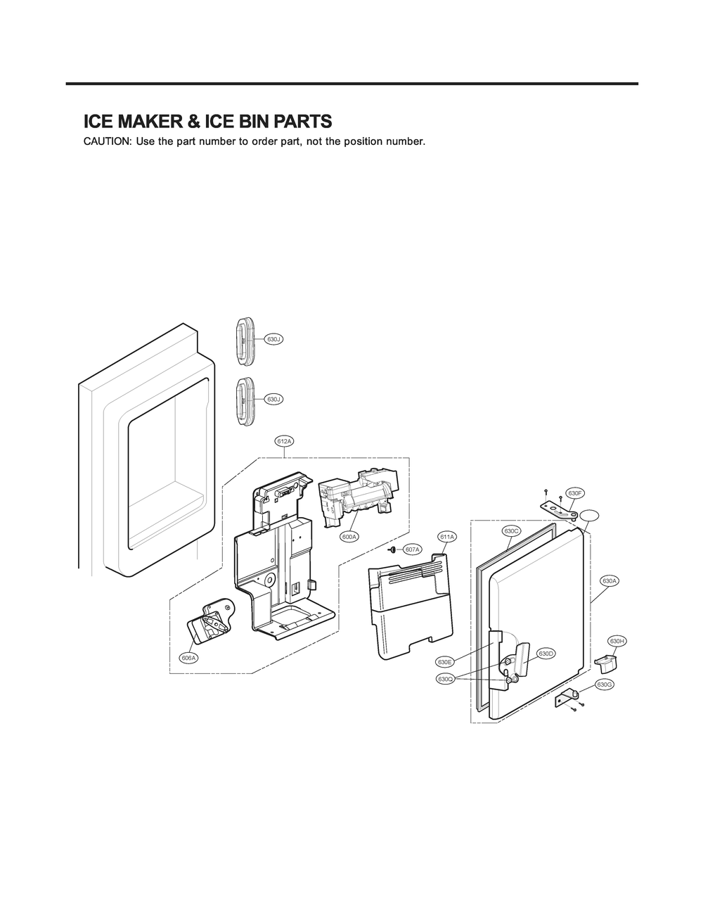 Ice Maker And Ice Bin Parts Diagram and Parts List for GR-J31GHSJM ASTCNA2 LG Refrigerator