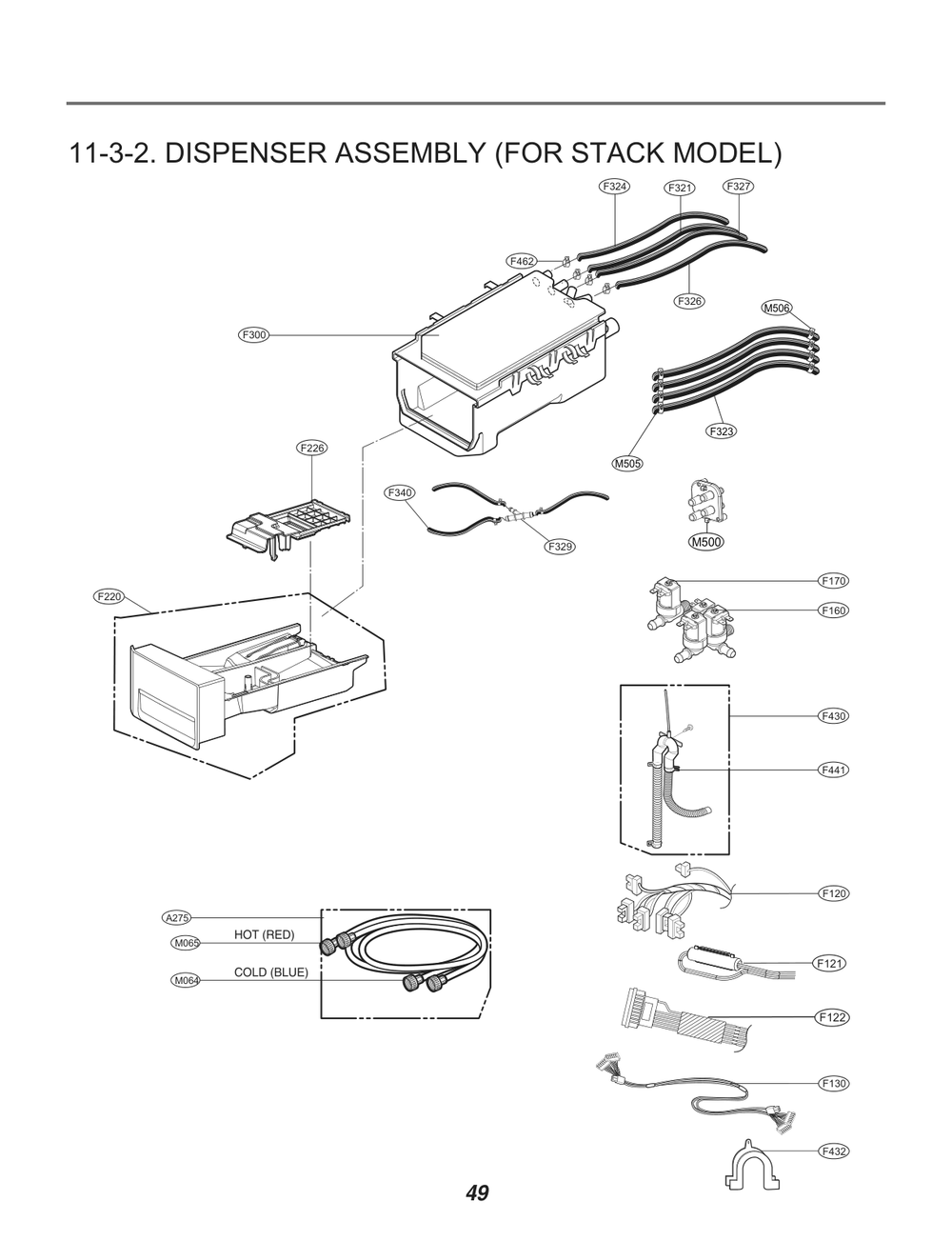 Dispenser Assembly Diagram and Parts List for FH069FDF ASSEELC LG Washer