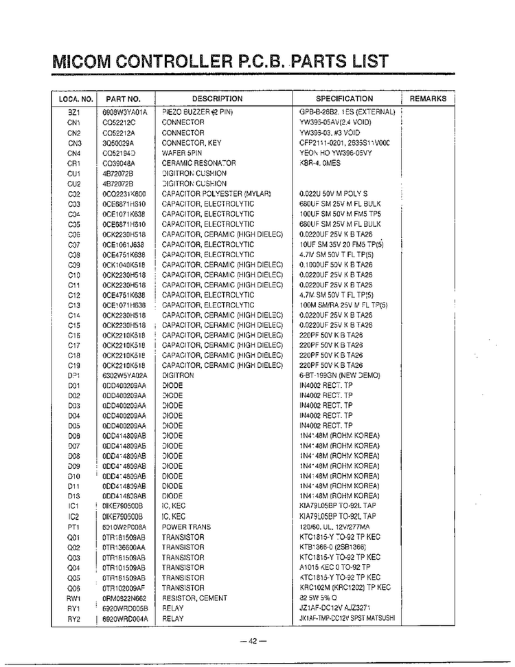Complete Microwave Oven Page 10 Diagram and Parts List for MA-1171S  LG Microwave