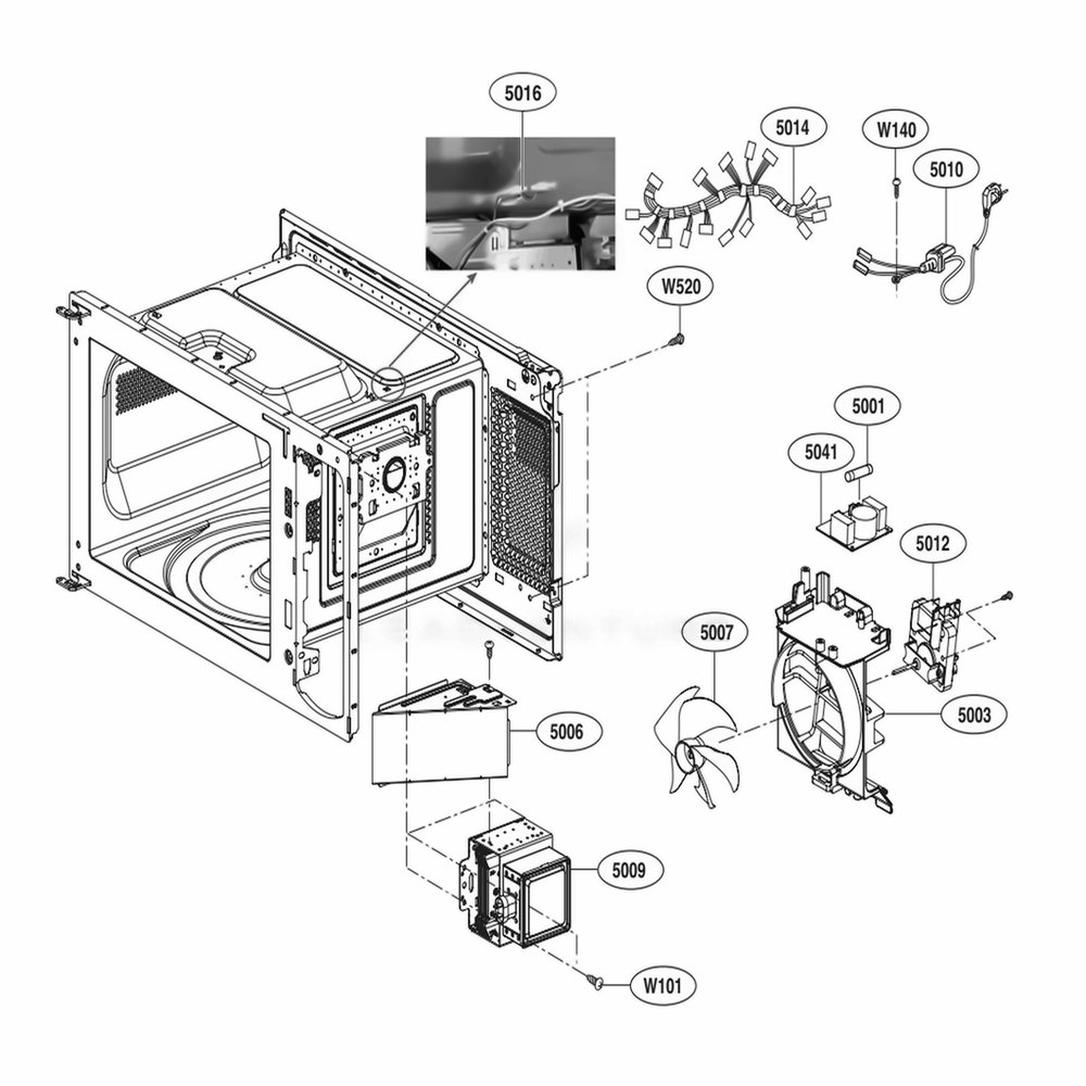 Interior Parts Diagram and Parts List for LMC1375SB CB1ELNA LG Wall Oven