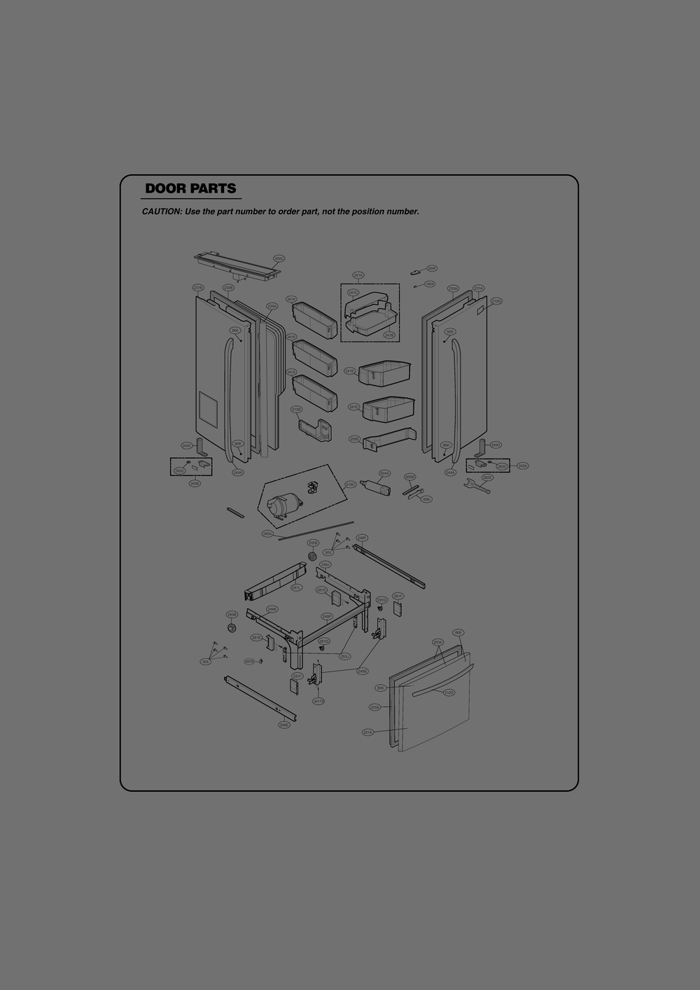 Door Parts Diagram and Parts List for GR-L318LQTM ASWCSE1 LG Refrigerator