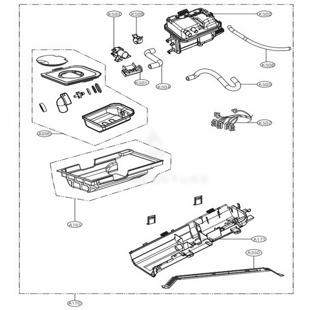 Panel Drawer Assembly And Guide Assembly Diagram and Parts List for 61523 ASTESEU LG Dryer