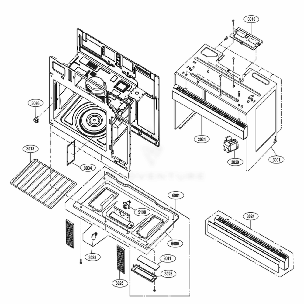 Oven Cavity Parts Diagram and Parts List for LMV1831ST CSBELGA LG Microwave Oven Combo