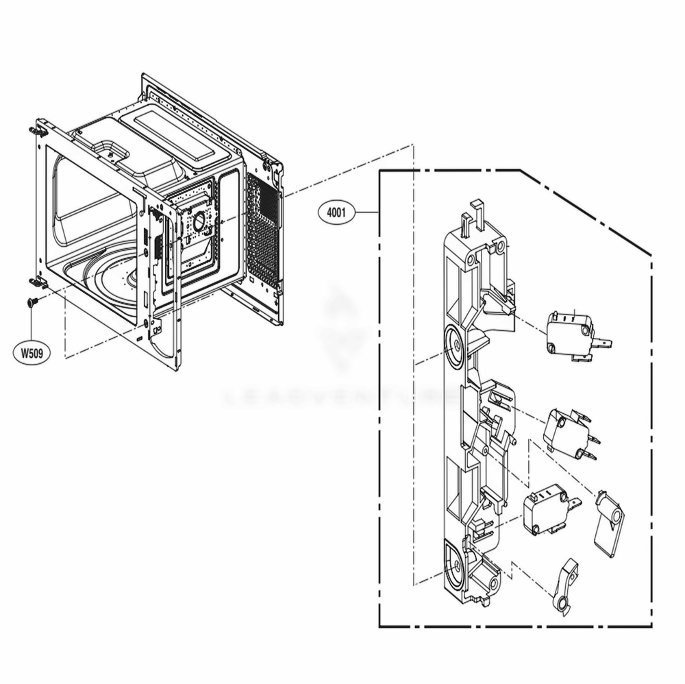 Latch Board Parts Diagram and Parts List for LMC0975SB CBKELNA LG Wall Oven
