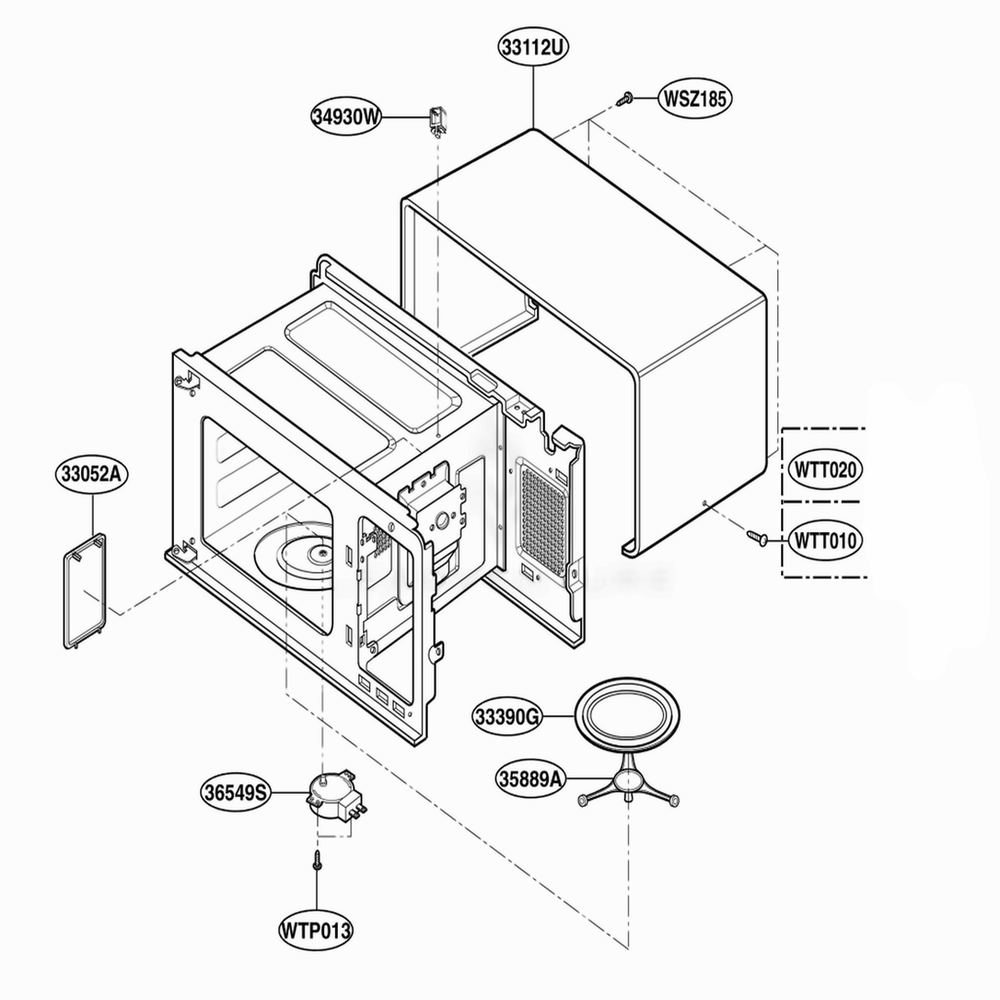 Oven Cavity Parts Diagram and Parts List for JES1451BJ CBKEGEU LG Range