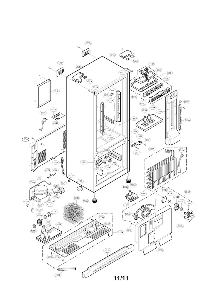 Case Parts Diagram and Parts List for LFC23760SB 03 LG Refrigerator