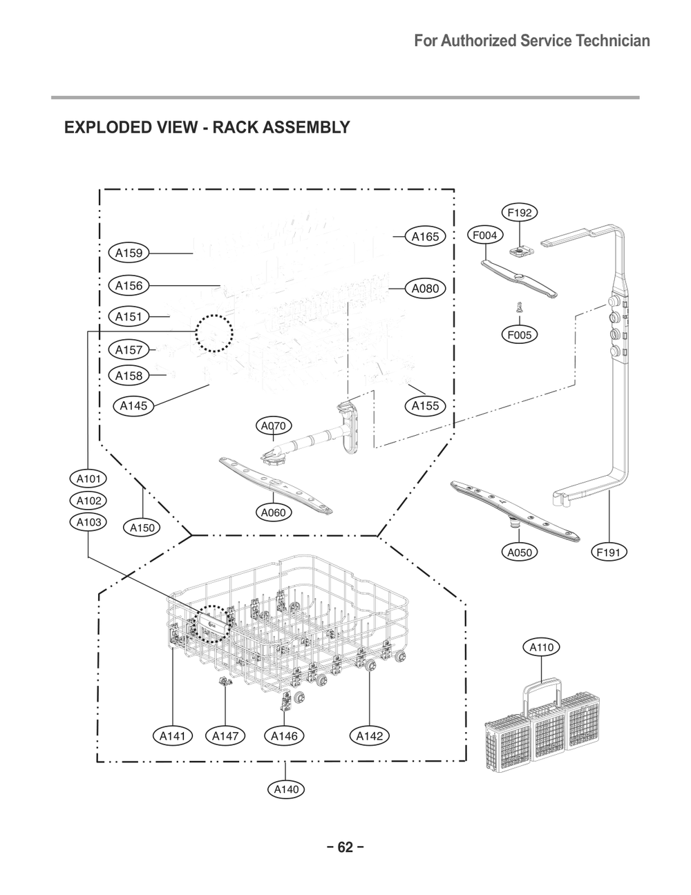 Rack Assembly Diagram and Parts List for D1471BB1 ABPEEUS LG Dishwasher