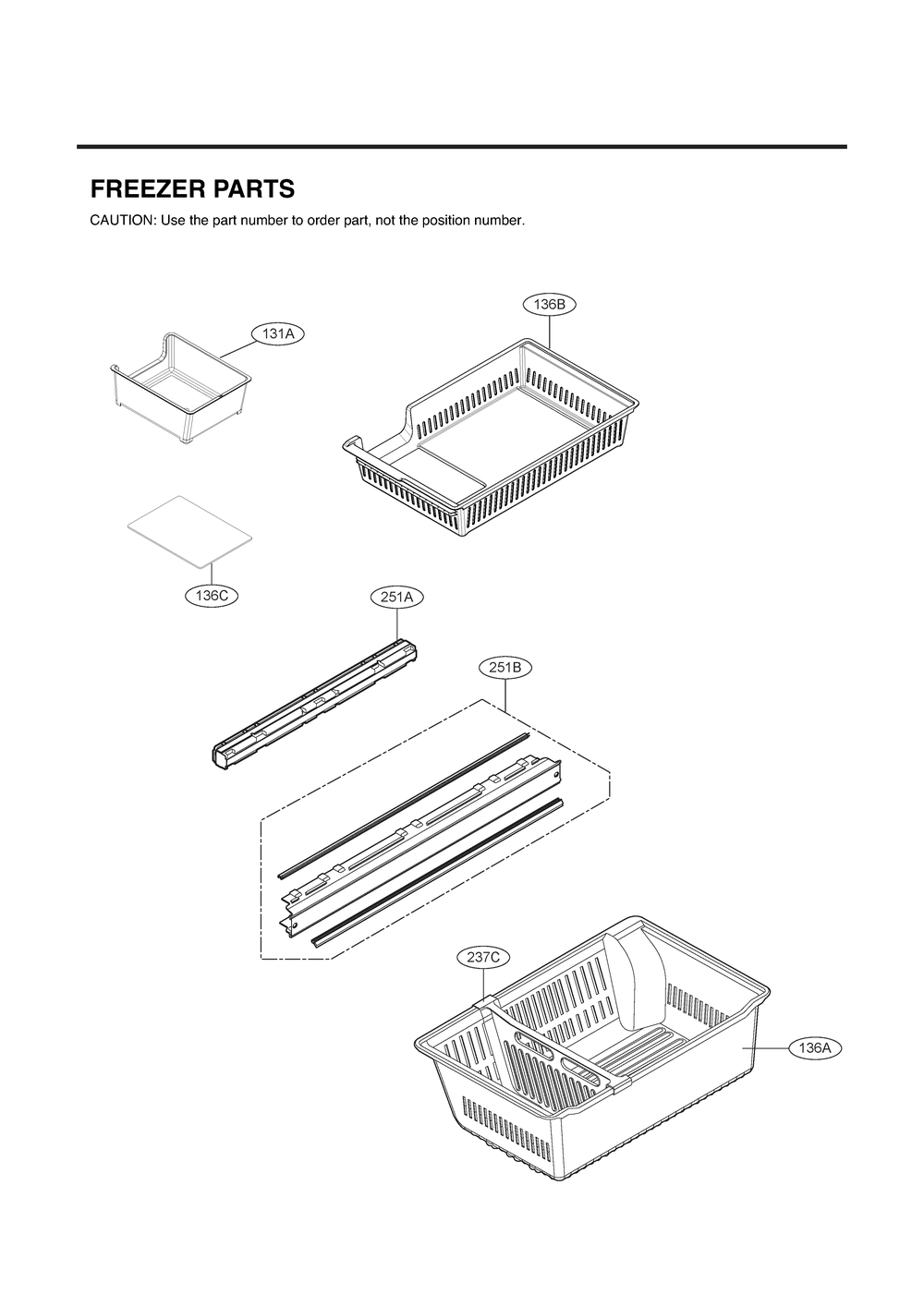 Freezer Parts Diagram and Parts List for GR-L28ANSYX ASTCNA0 LG Refrigerator
