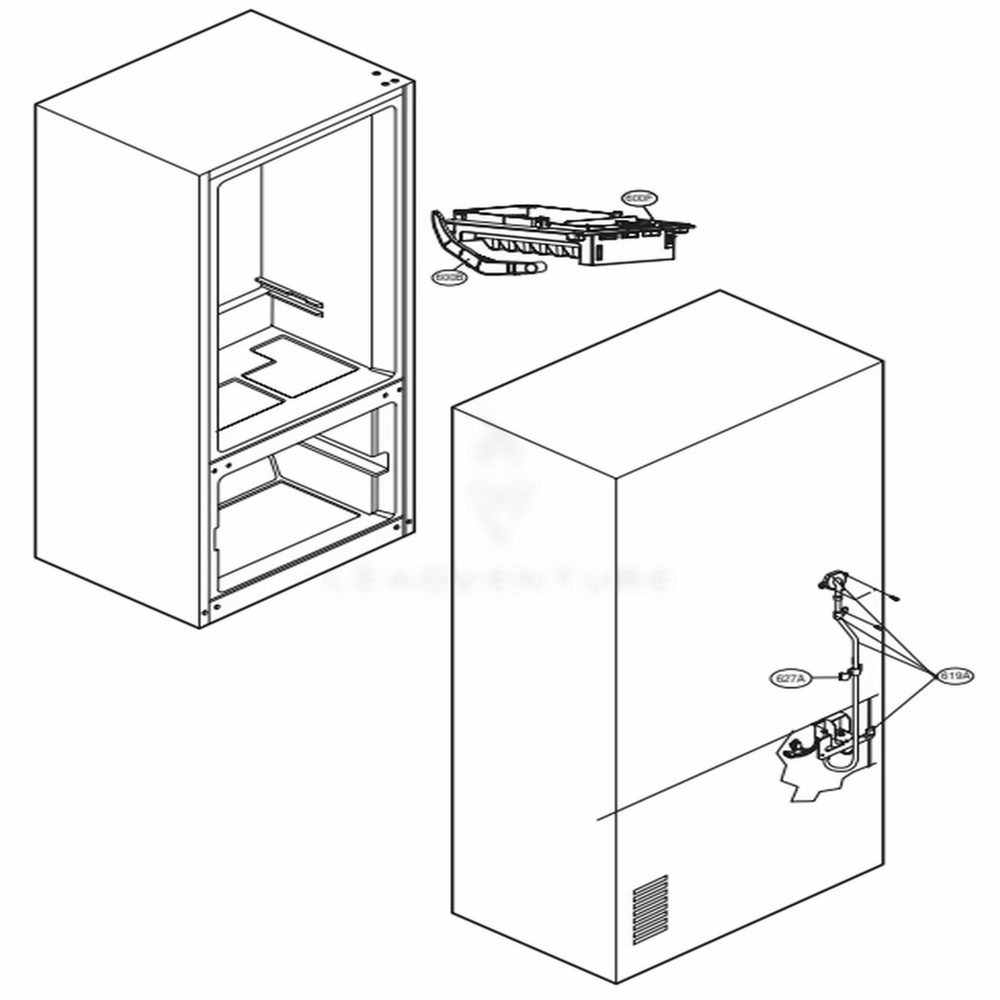 Water And Icemaker Parts Diagram and Parts List for LFC21776ST ASTCNA6 LG Refrigerator