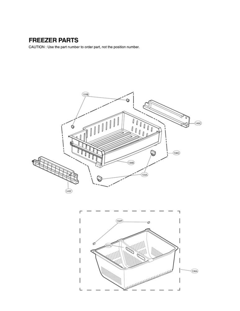 Freezer Parts Diagram and Parts List for LFX25974SW 03 LG Refrigerator