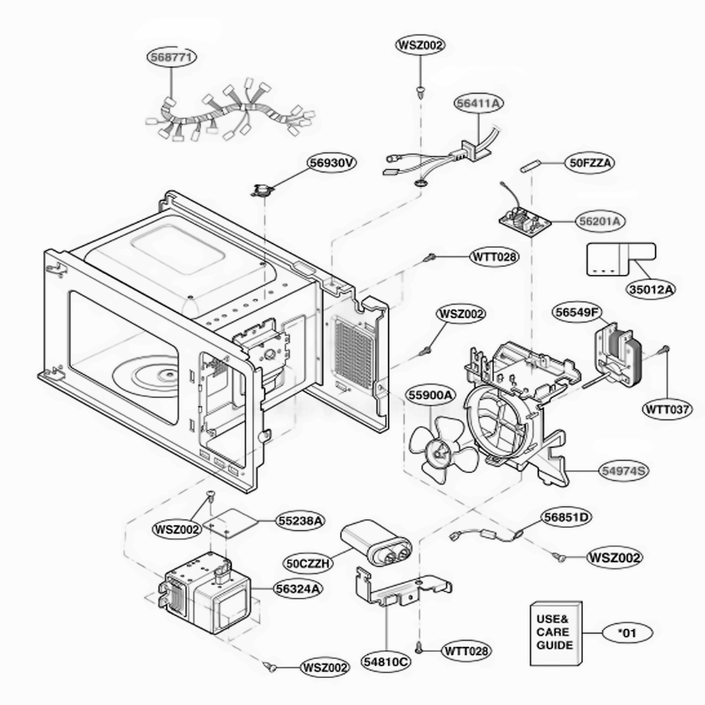 Interior Parts 2 Diagram and Parts List for JES735BJ CBKEGEU LG Range