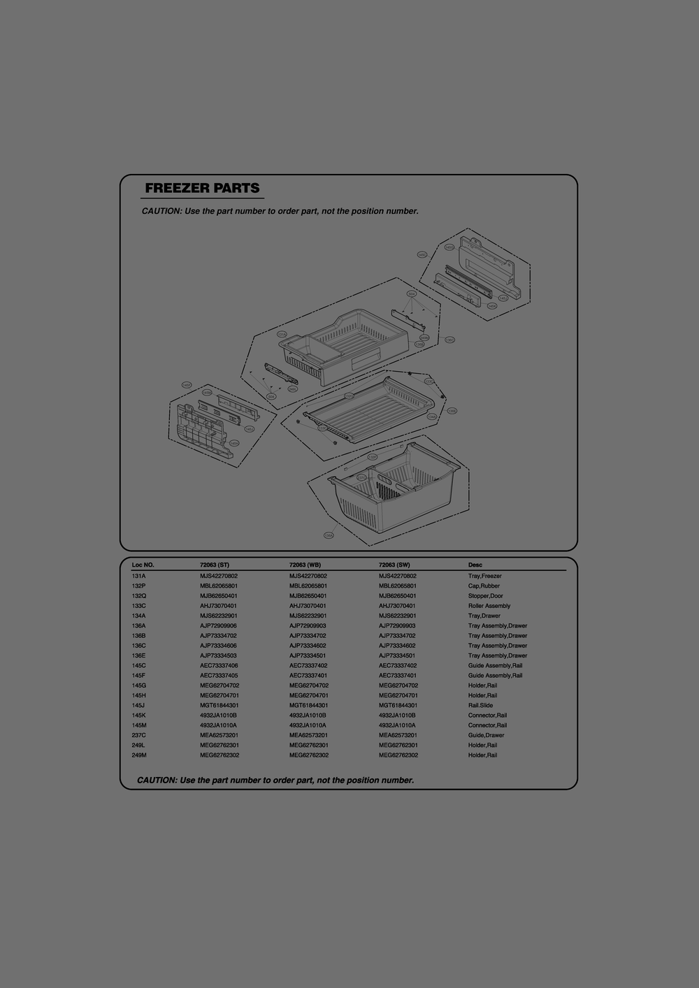 Freezer Parts Diagram and Parts List for GR-J318LSTP ASTCSE5 LG Refrigerator