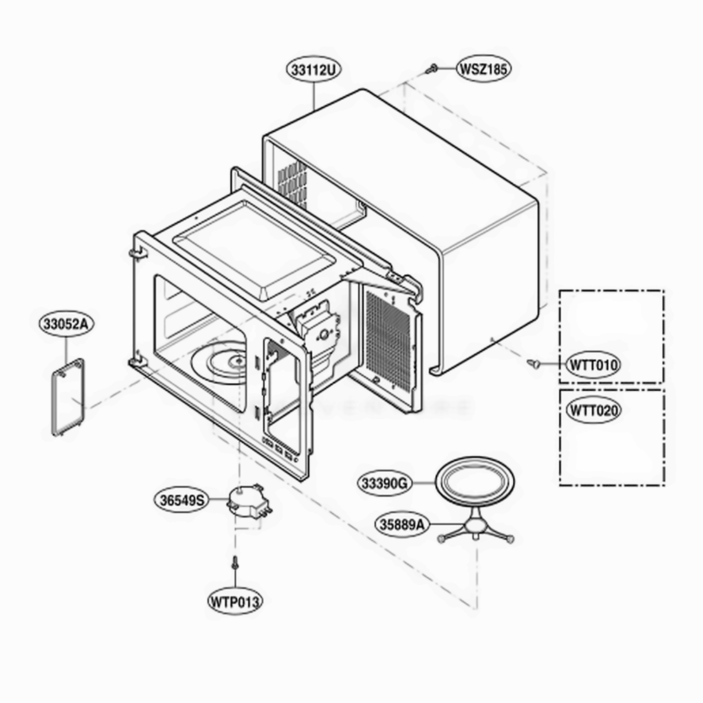Oven Cavity Parts Diagram and Parts List for GT4175SPB CB1EWRP LG Wall Oven