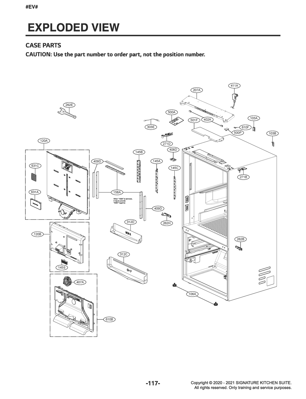 Case Parts Diagram and Parts List for GR-J248FSYM ASTCNA0 LG Refrigerator