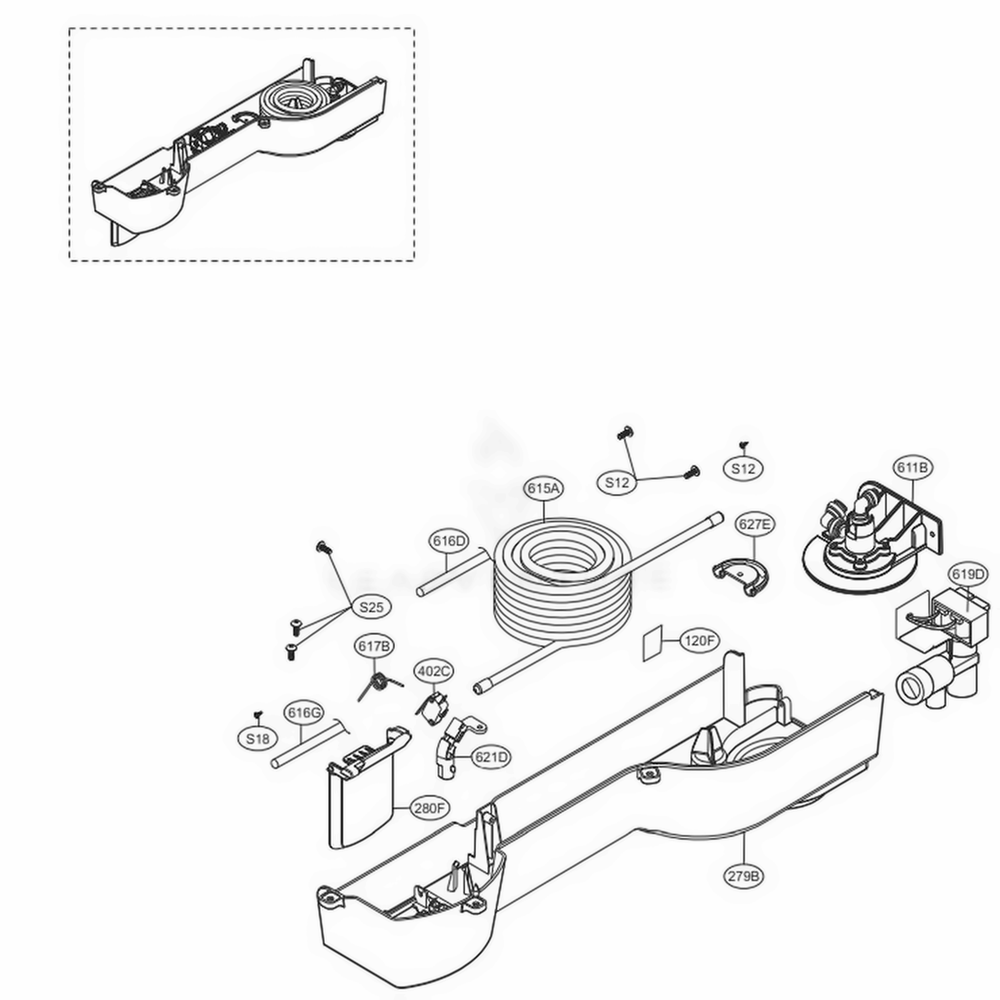 Dispenser Parts Diagram and Parts List for 79432 ASWCSE7 LG Refrigerator