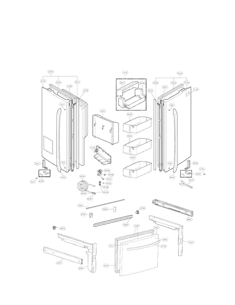 Door Parts Diagram and Parts List for LFX28977ST 03 LG Refrigerator