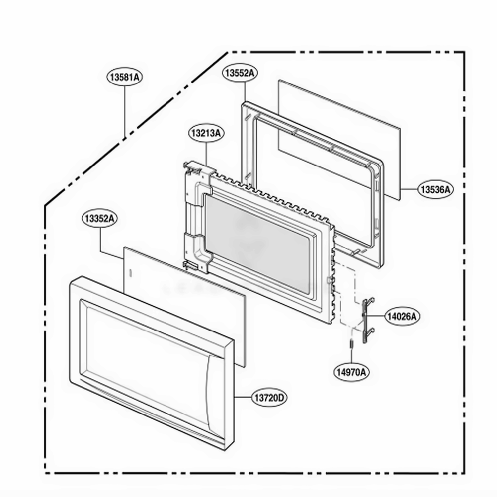 Door Parts Diagram and Parts List for MT4078SPB CB1EWRP LG Range