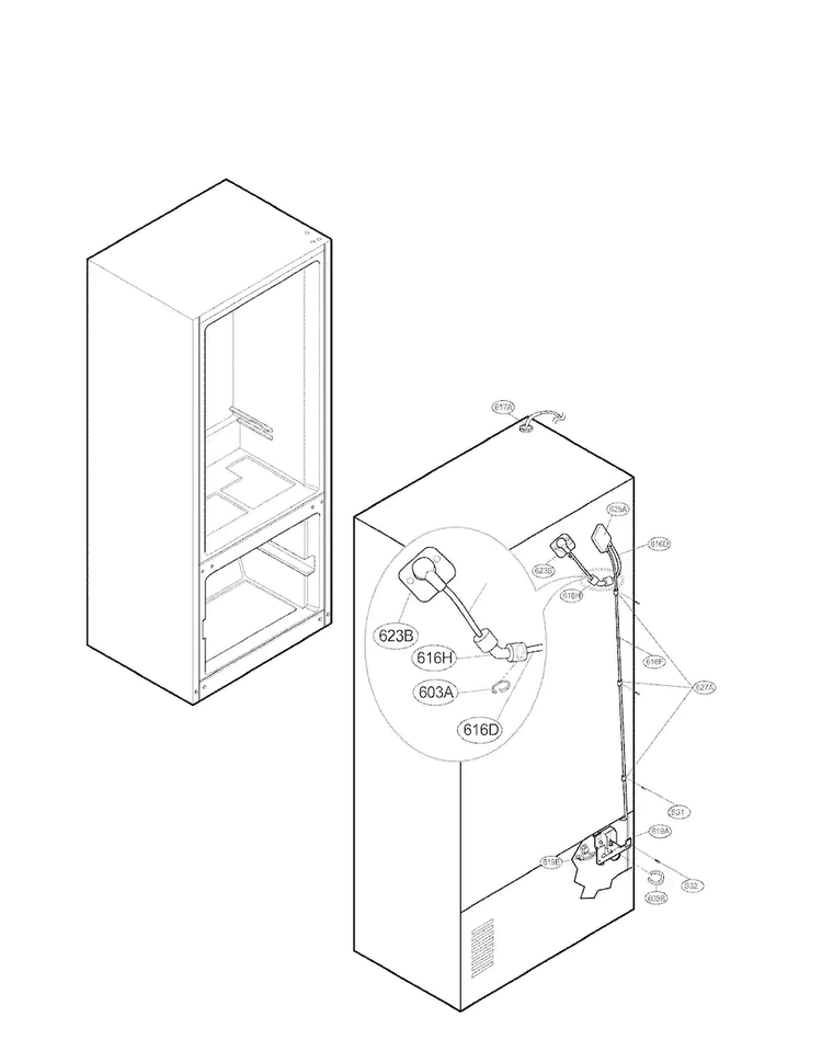Ice Maker Parts Diagram and Parts List for LFX25971ST 02 LG Refrigerator