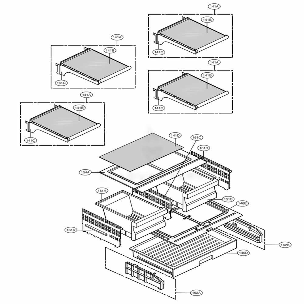 Refrigerator Parts Diagram and Parts List for 71014 ABICSE2 LG Refrigerator