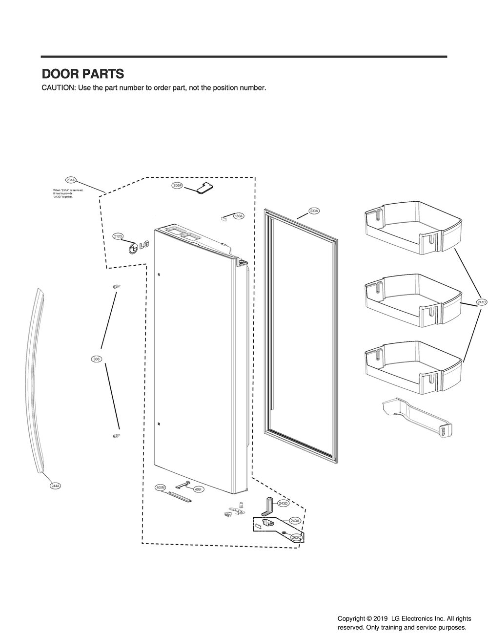 Door Parts 2 Diagram and Parts List for GR-L30GMSYM ASTCNA0 LG Refrigerator