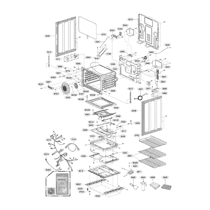 Lower Cavity Part Diagram and Parts List for LDG3037ST 00 LG Range