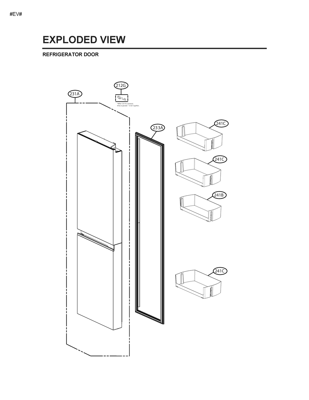 Refrigerator Door Diagram and Parts List for GM-L277PSLB ASTCNA0 LG Refrigerator