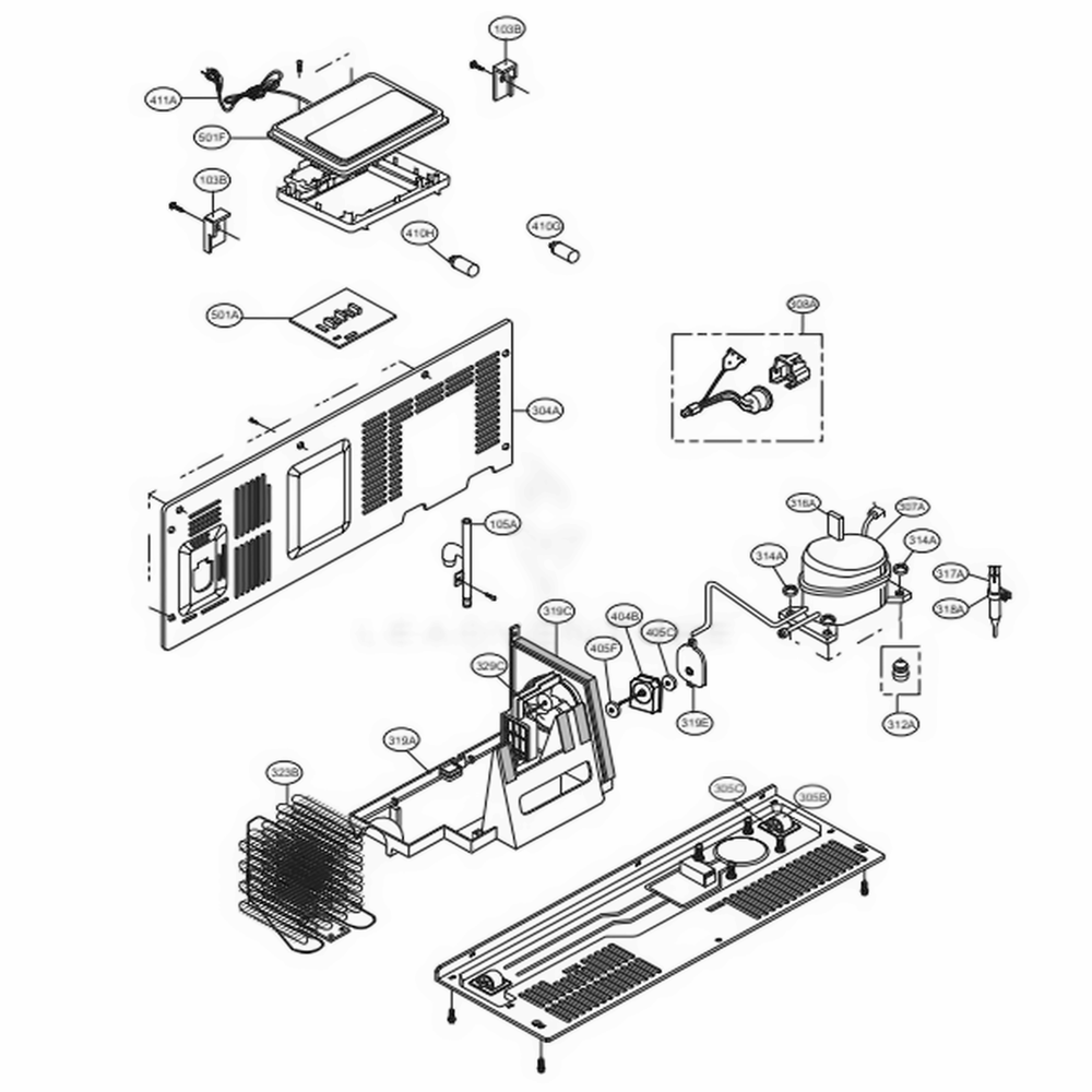 Machine Compartment Diagram and Parts List for 51839 AWBCSE3 LG Refrigerator