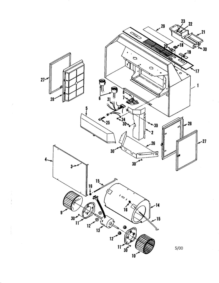Range Hood Diagram and Parts List for 23352345590  Kenmore Range Hood