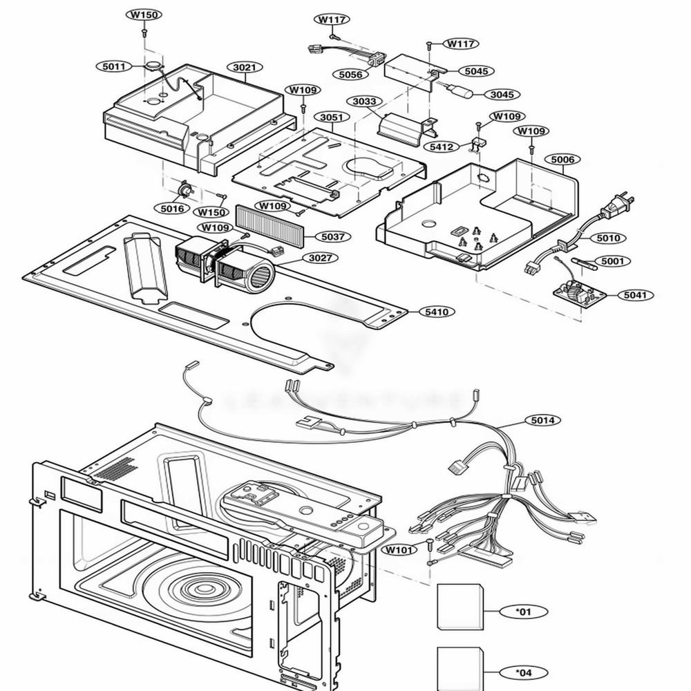 Interior Parts 2 Diagram and Parts List for 80822 AWHESEA LG Wall Oven