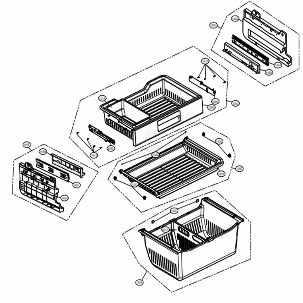 Freezer Parts Diagram and Parts List for 74043 ASTCSE2 LG Refrigerator