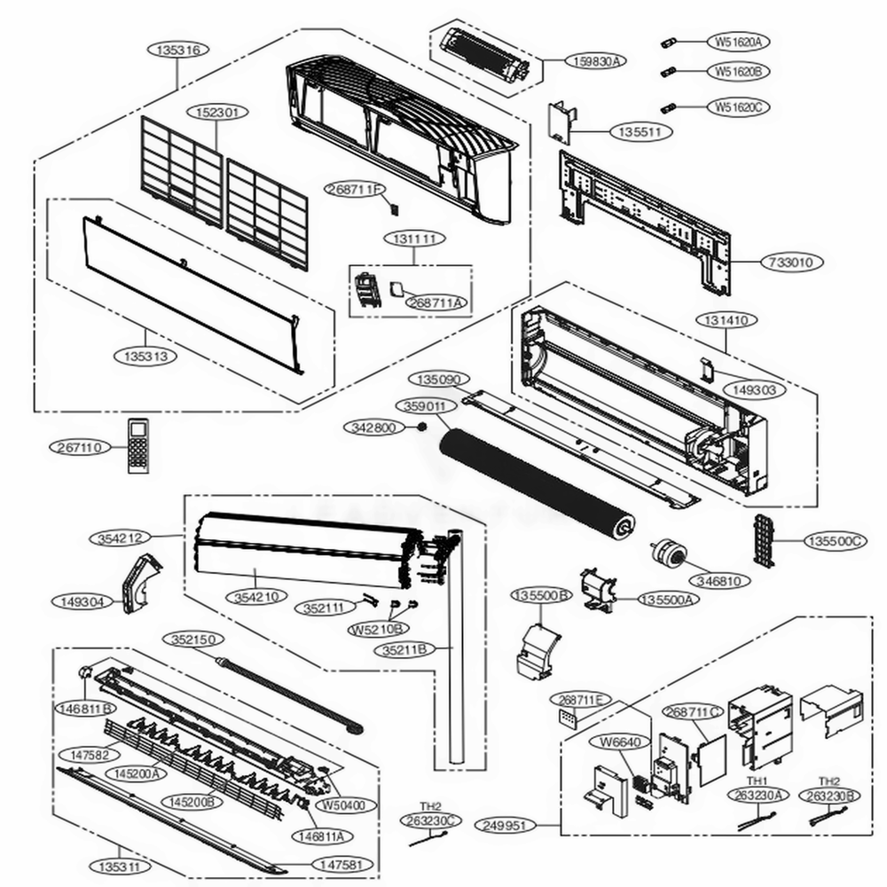 Main Diagram and Parts List for LAN240HSV3 AMRBEUS LG Air Conditioner
