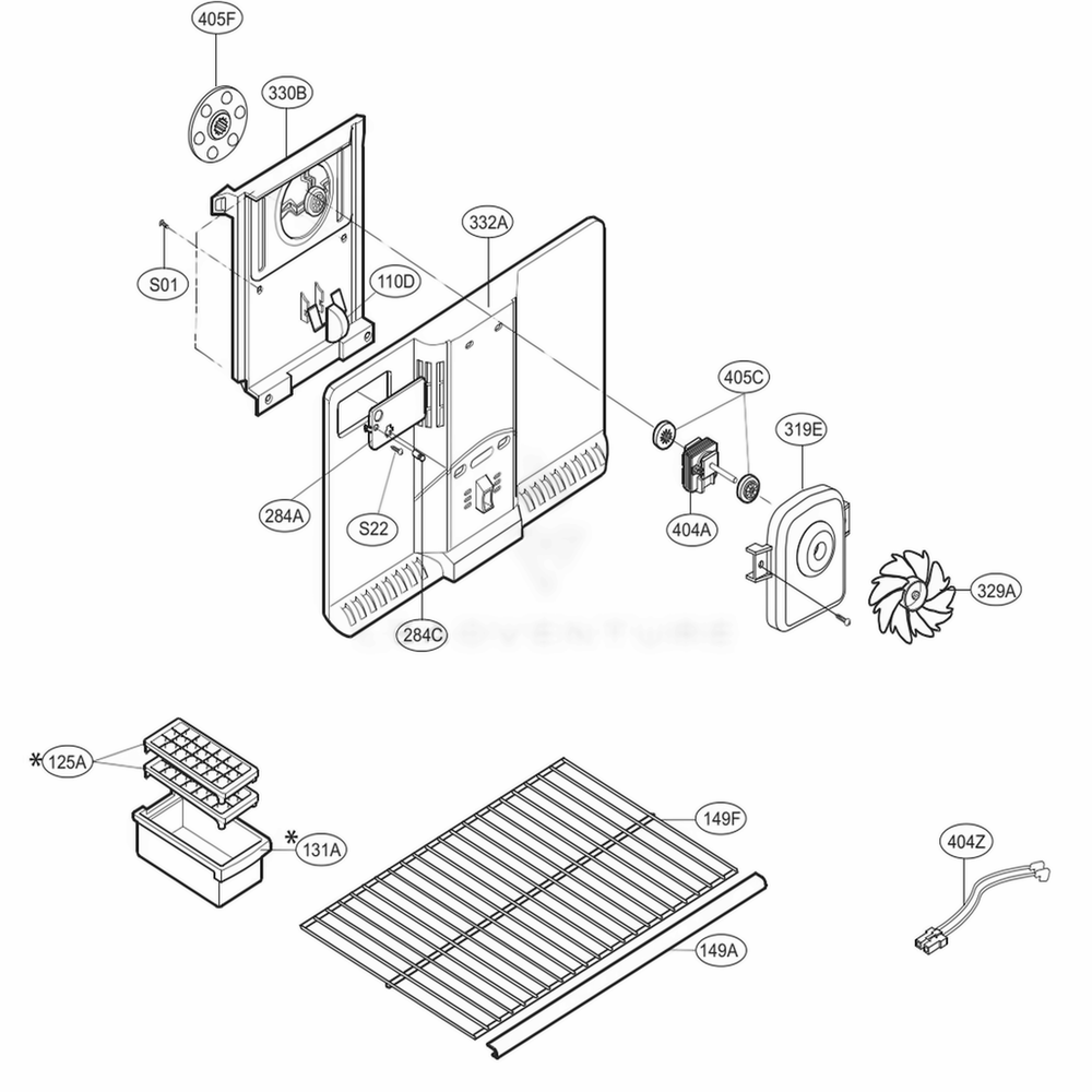 Freezer Parts Diagram and Parts List for 69976 ATICSER LG Refrigerator