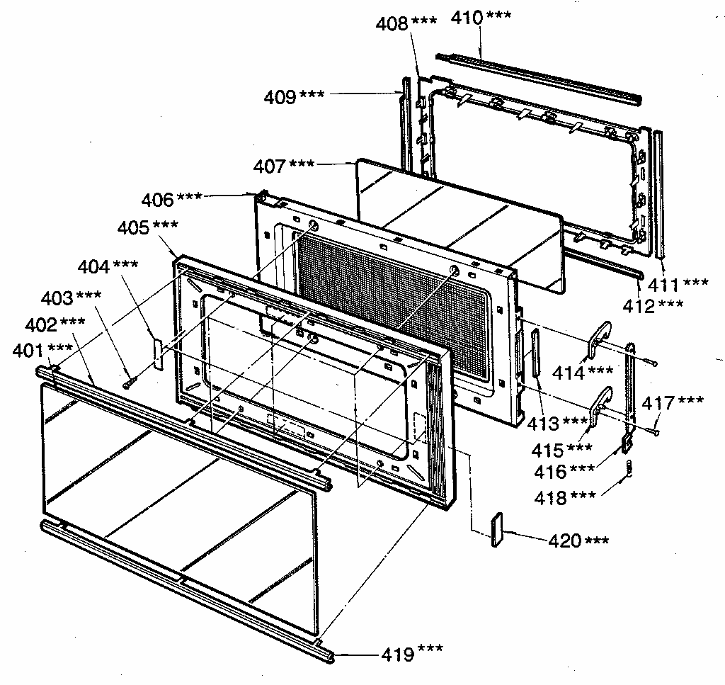 Door Diagram and Parts List for 7218822880  Kenmore Microwave
