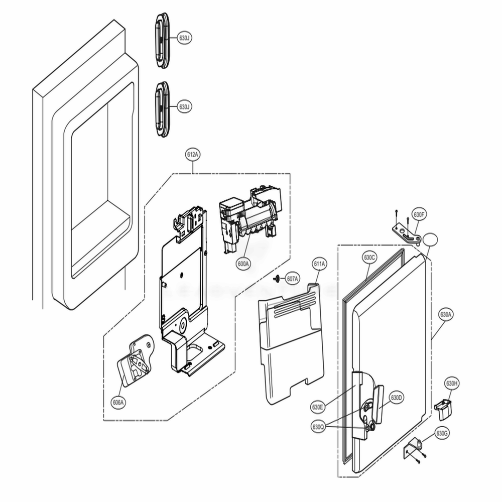 Ice Maker And Ice Bin Parts Diagram and Parts List for LMXS30776S ASTCNA1 LG Refrigerator