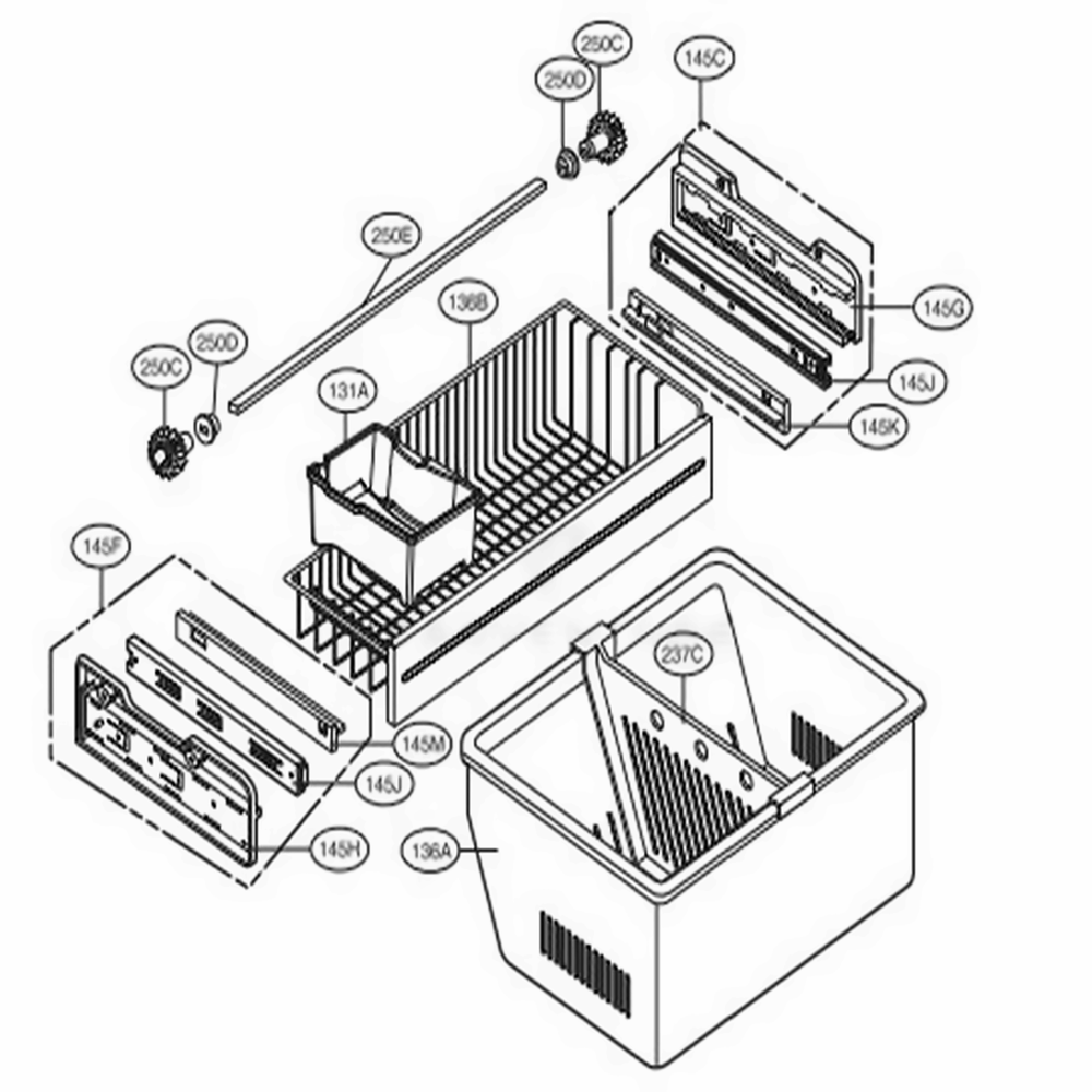 Freezer Parts Diagram and Parts List for 71606 ATICSE3 LG Refrigerator