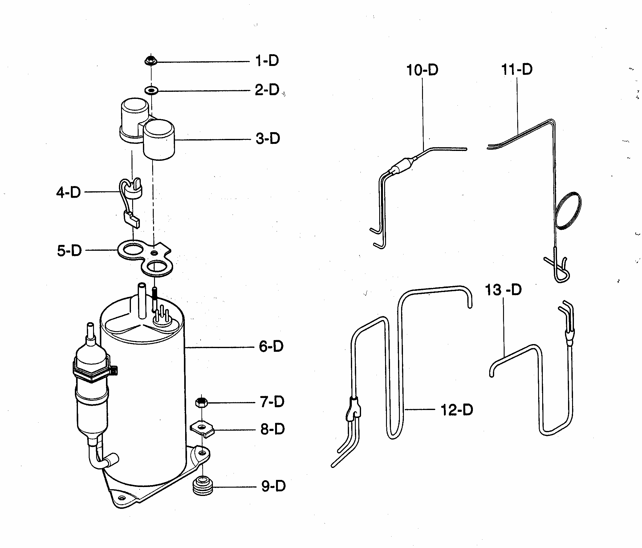 Compressor Diagram and Parts List for 58074123300  Kenmore Air Conditioner