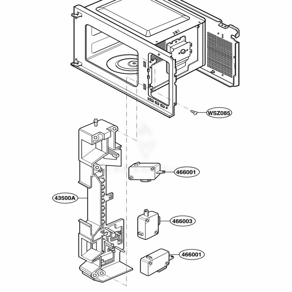 Latch Board Parts Diagram and Parts List for KCMS1555RSS CS1EKAD LG Range