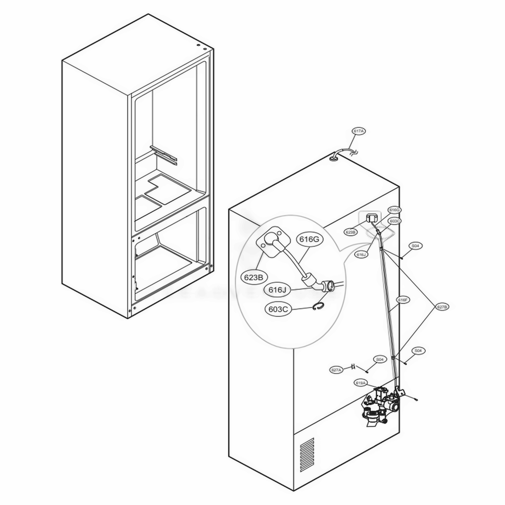 Valve And Water Tube Parts Diagram and Parts List for LMXS30796D ASBCNA0 LG Refrigerator