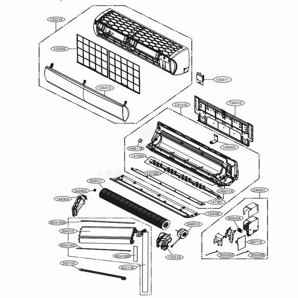 Main Diagram and Parts List for SRC36HPN000 AWHBEMS LG Air Conditioner