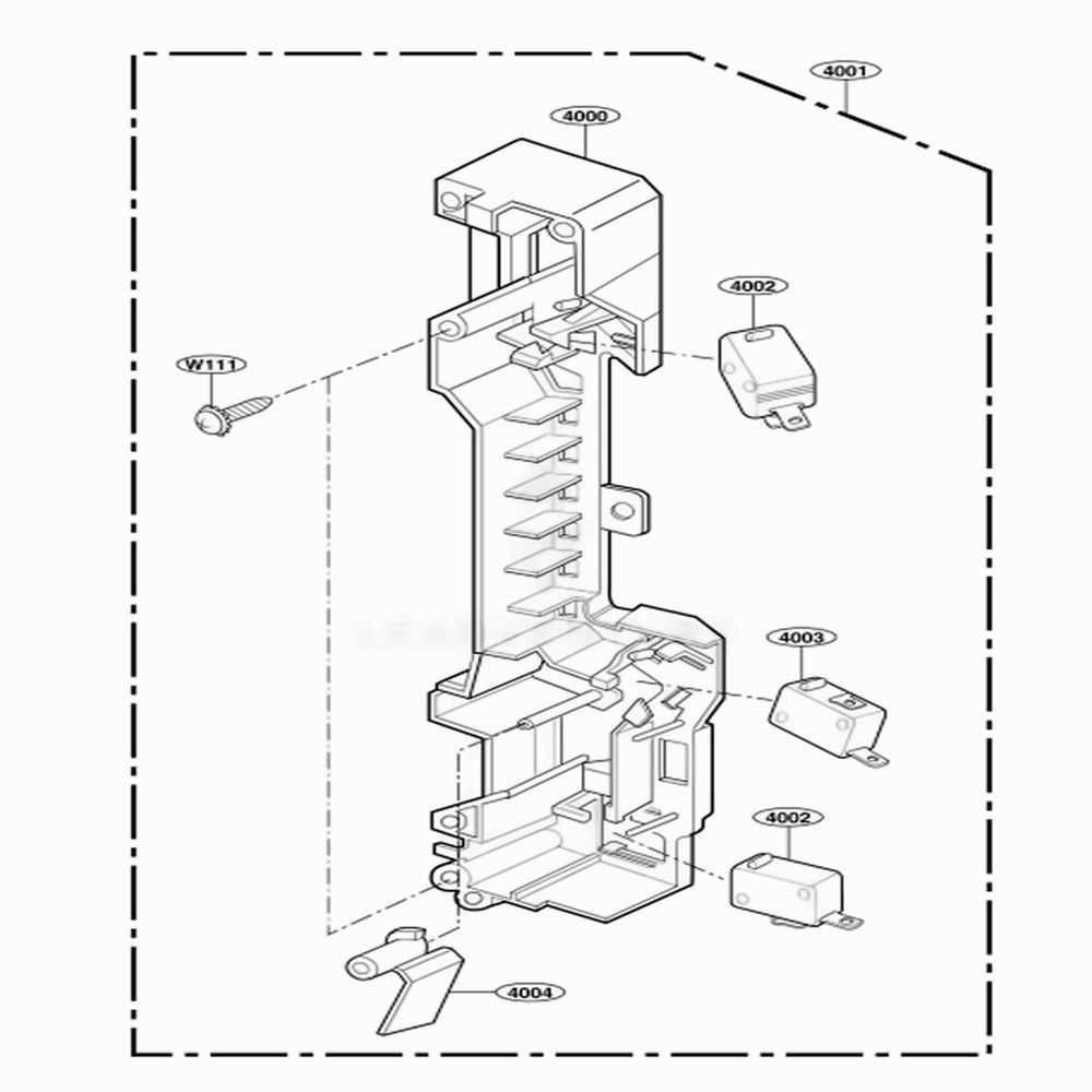 Latch Board Parts Diagram and Parts List for MMV6178AAS AS1EMTG LG Wall Oven