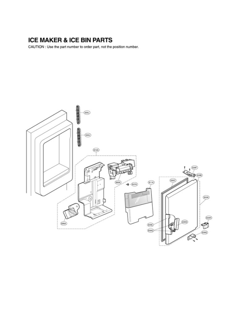 Ice Maker And Ice Bin Parts Diagram and Parts List for LFX25974SW 03 LG Refrigerator