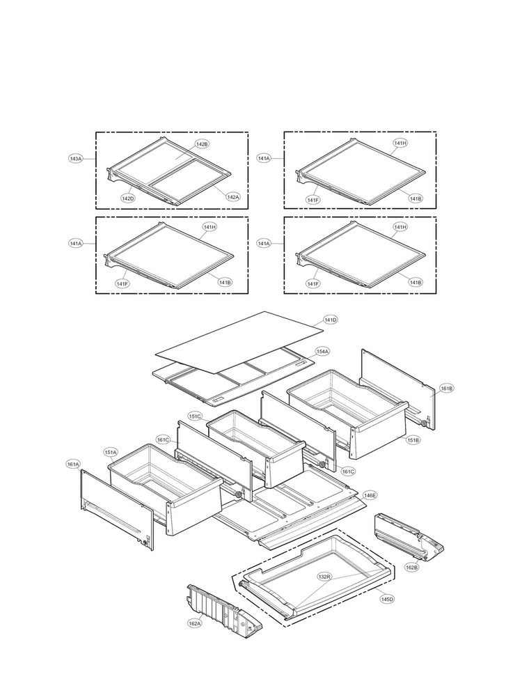 Refrigerator Compartment Parts Diagram and Parts List for LFX32945ST  LG Refrigerator
