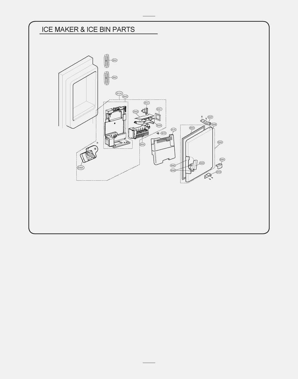 Ice Maker And Ice Bin Parts Diagram and Parts List for GR-L298LSXM ASTCSE0 LG Refrigerator