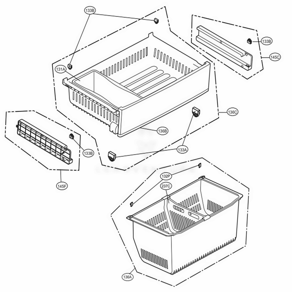 Freezer Parts Diagram and Parts List for 73059 AWBCSE1 LG Refrigerator