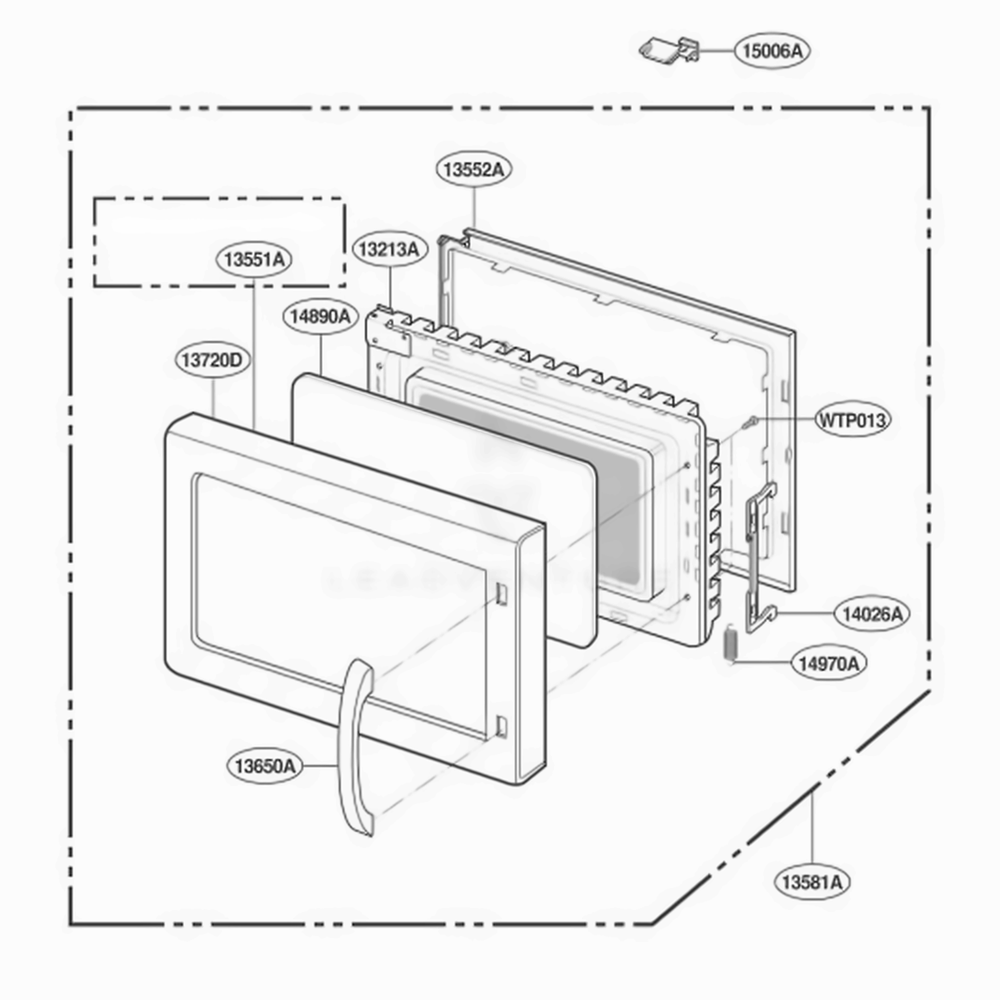Door Parts Diagram and Parts List for KCMC155JWH AMWEKAD LG Range