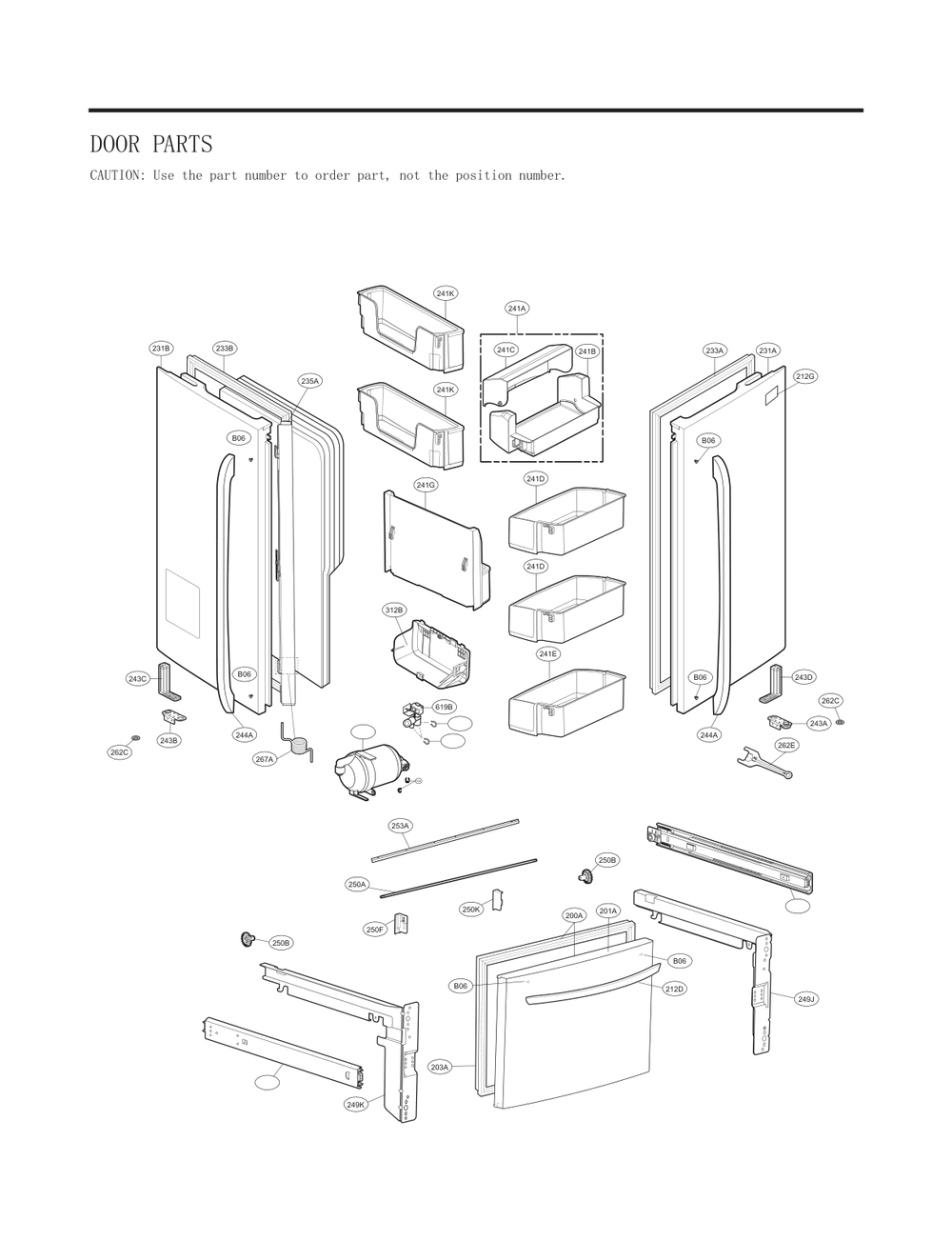 Door Parts Diagram and Parts List for GC-L288NQJP ASWCNA4 LG Refrigerator