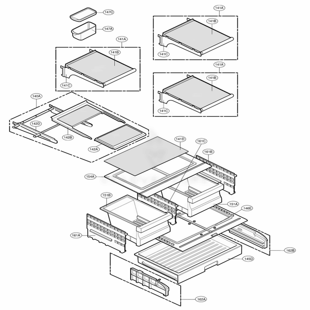Refrigerator Parts Diagram and Parts List for 78713 AST2SER LG Refrigerator